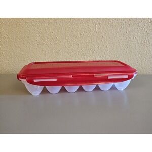 Lock&Lock Red Snap On Lid 12ct Egg Holder Storage Container